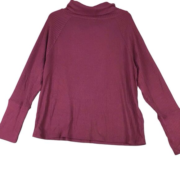 Bobeau Women’s Small Red Cowl Neck Long Sleeve Blouse Soft Stretch Waffle Knit - Picture 10 of 15